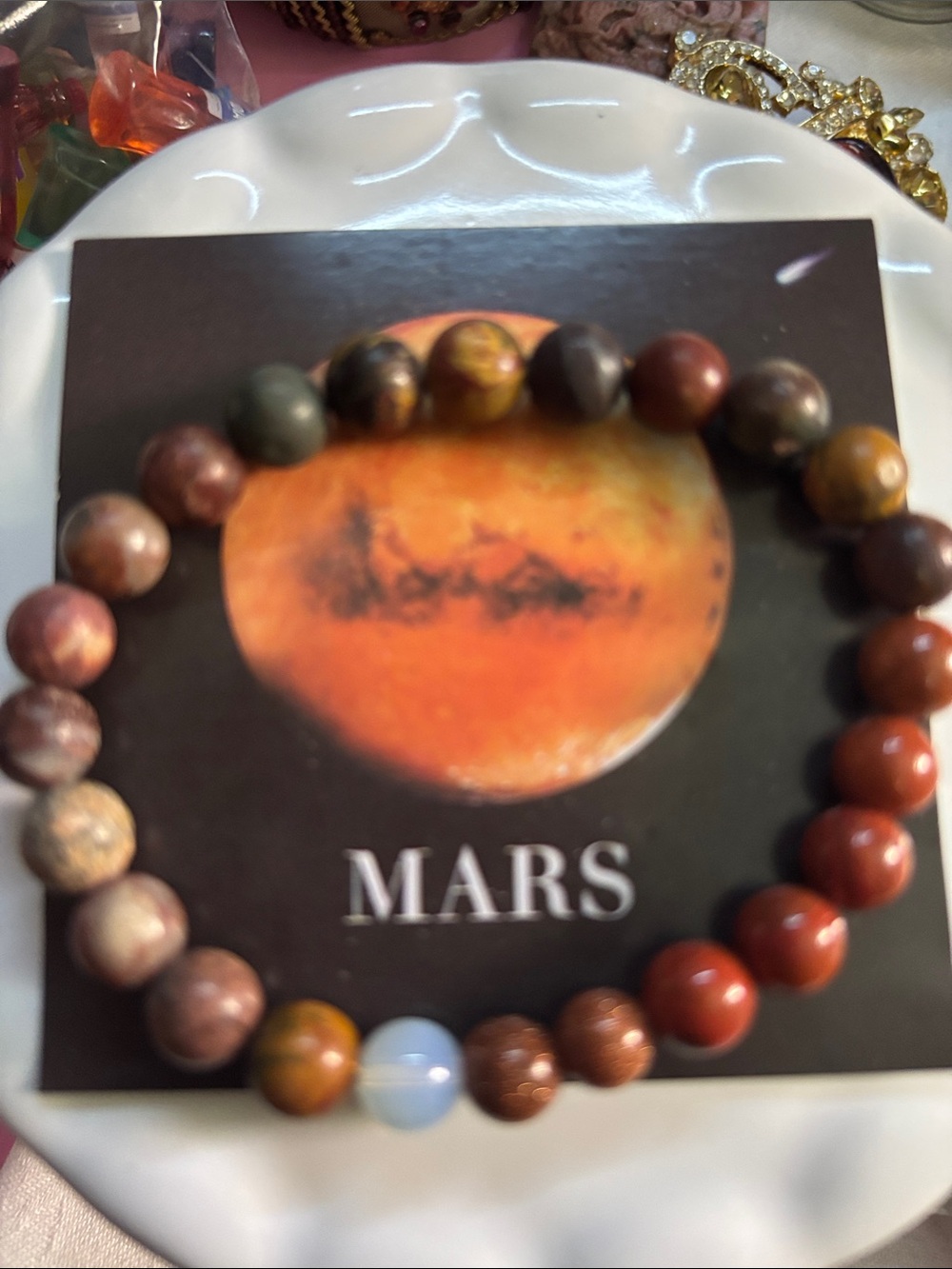 Mars Planet 8mm Beaded Bracelet